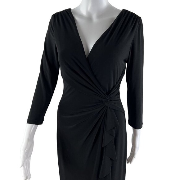 Ralph Lauren Womens Size 4 Black Evening Gown Pleated Elegant Romantic Stylish - Picture 4 of 16